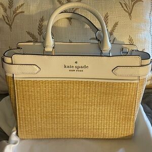 Kate Spade Woven Tan and Cream Satchel